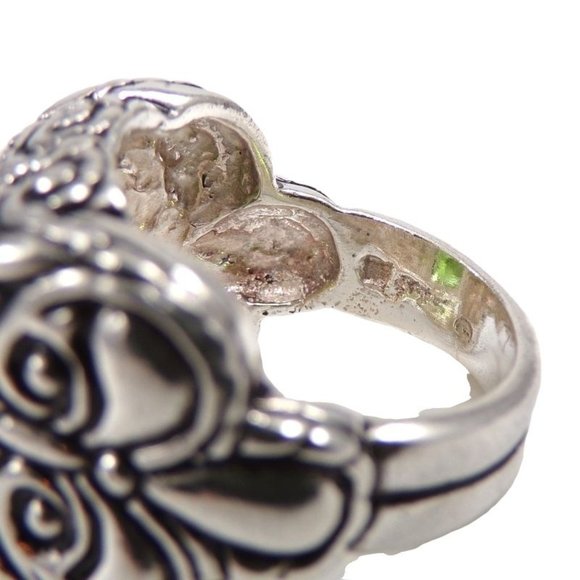 Sterling Silver Green CZ Scroll Large Ring Size 6.25 - Picture 5 of 6